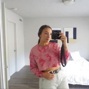Pink Tie-Dye Cropped Boxy Longsleeve